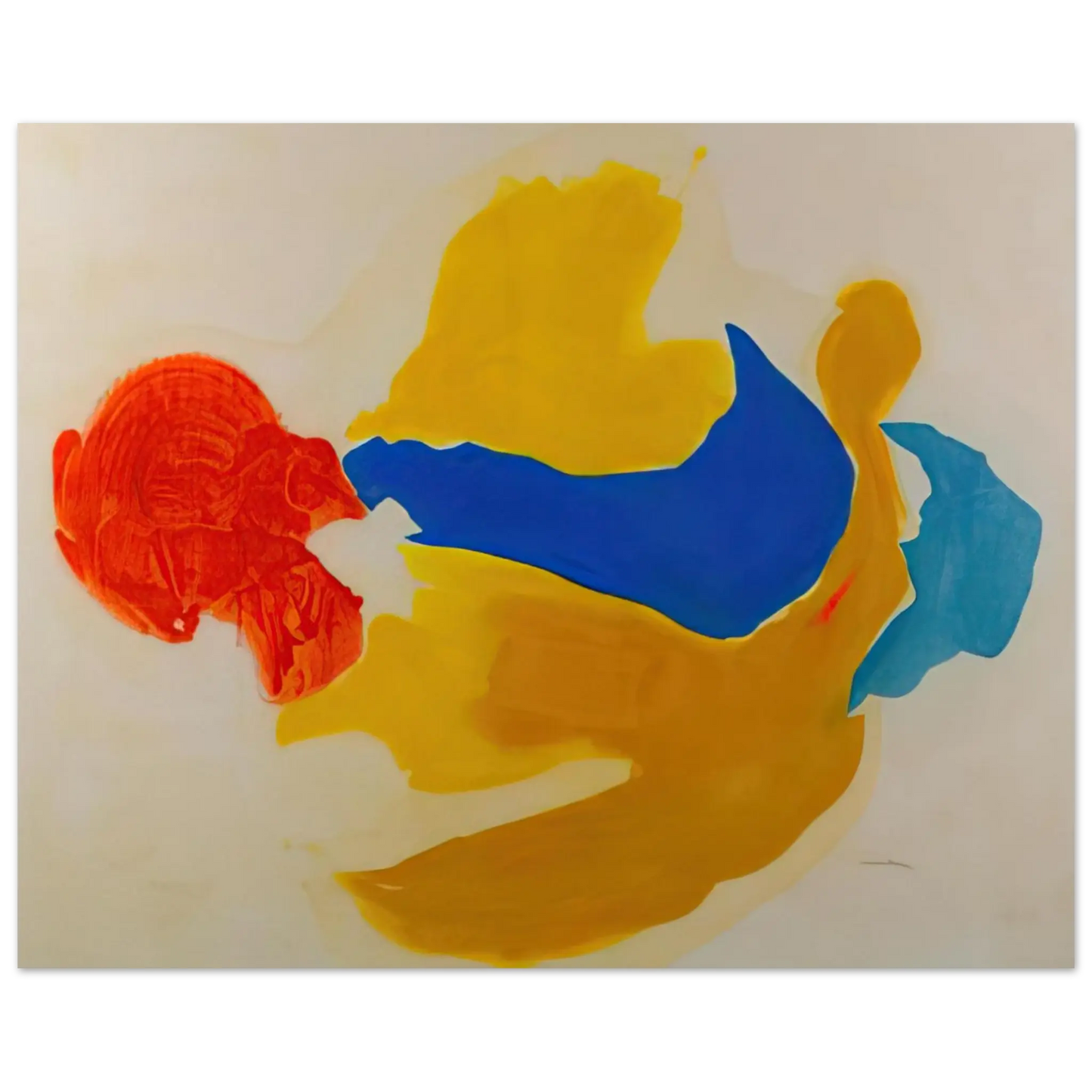 Helen Frankenthaler - Blue Jay - 1963  United States Wall art - 28x43  cm / XL (11x17 Inches) - Premium Wooden Framed Poster With Fine Art Paper - Wood frame
