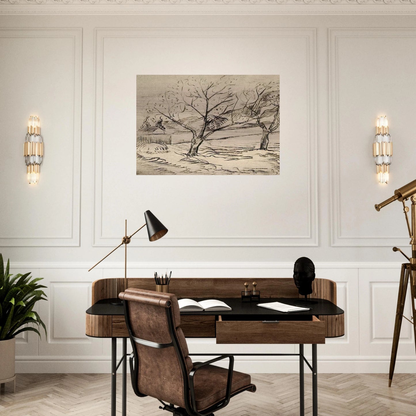 Two Trees - Vincent van Gogh Brushed Aluminum Print - 70x100 cm / 28x40 inches | Vincent van Gogh Aluminum Print | Vincent van Gogh Prints