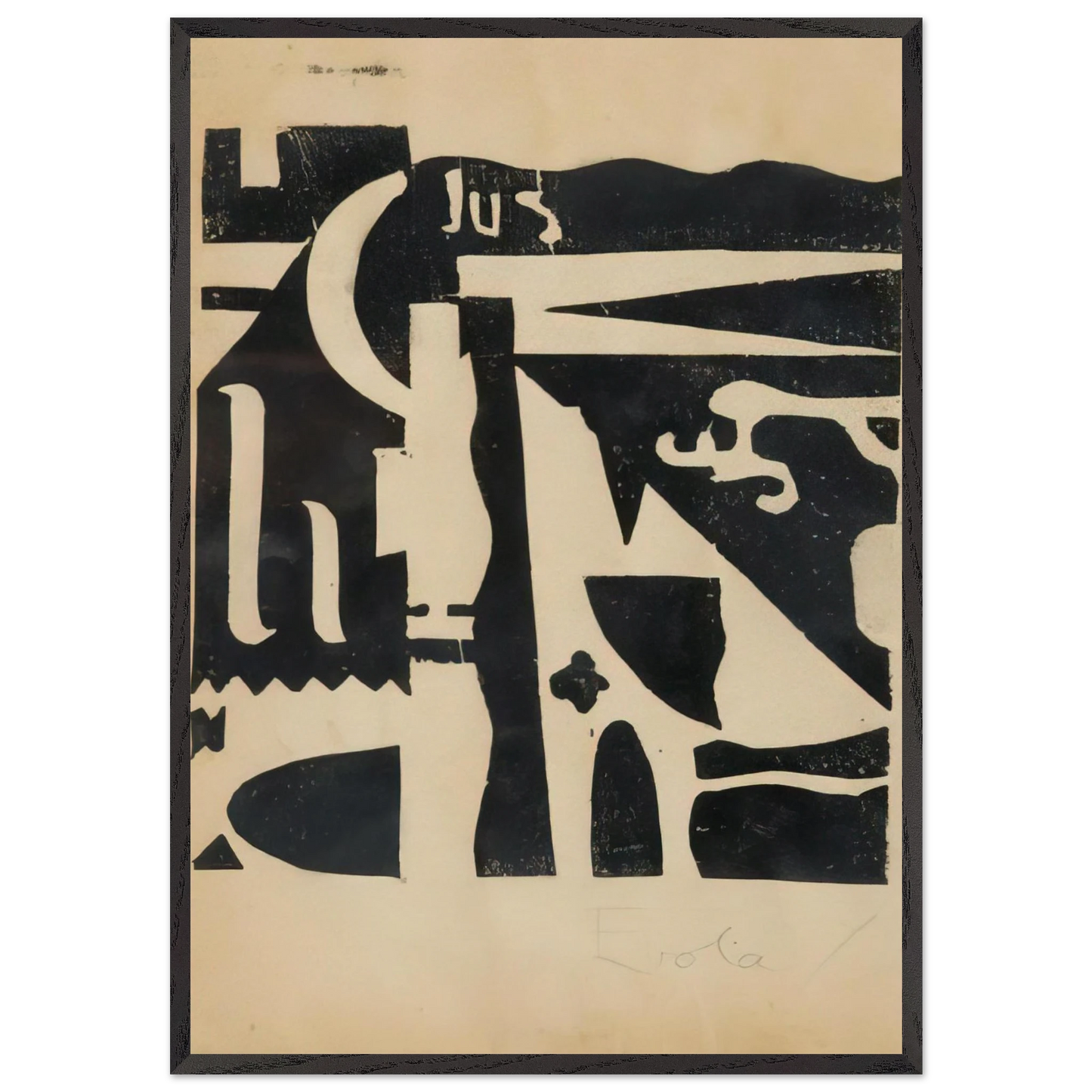 Xilografia - 1919 - Julius Evola 70x100 cm / 28x40 inches Framed Art Print – Black Wooden Frame