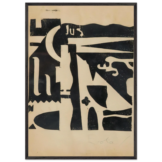 Xilografia - 1919 - Julius Evola 70x100 cm / 28x40 inches Framed Art Print – Black Wooden Frame