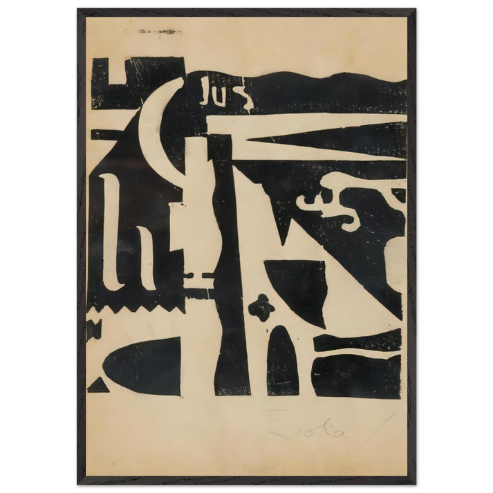 Xilografia - 1919 - Julius Evola 70x100 cm / 28x40 inches Framed Art Print – Black Wooden Frame