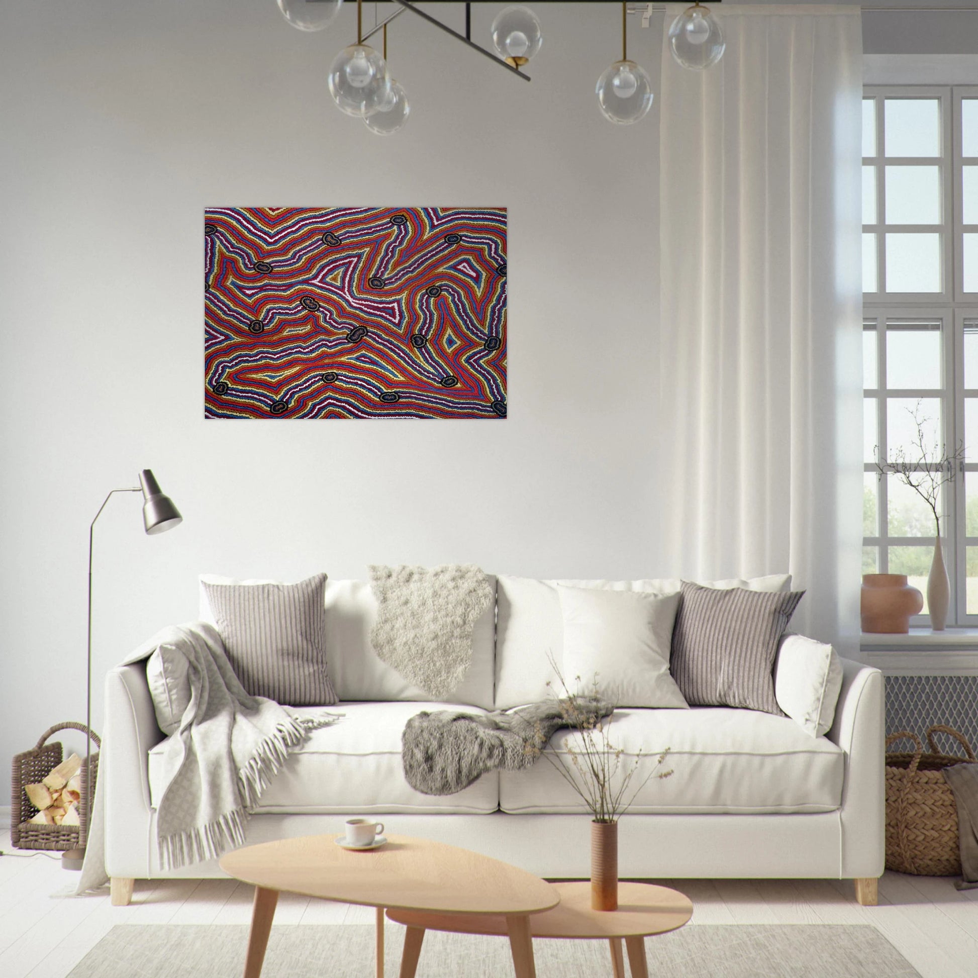 Narripi Dreaming - 1992 - Clifford Possum Tjapaltjarri Brushed Aluminum Print - 70x100 cm / 28x40 inches | Clifford Possum Tjapaltjarri Aluminum Print | Clifford Possum Tjapaltjarri Prints