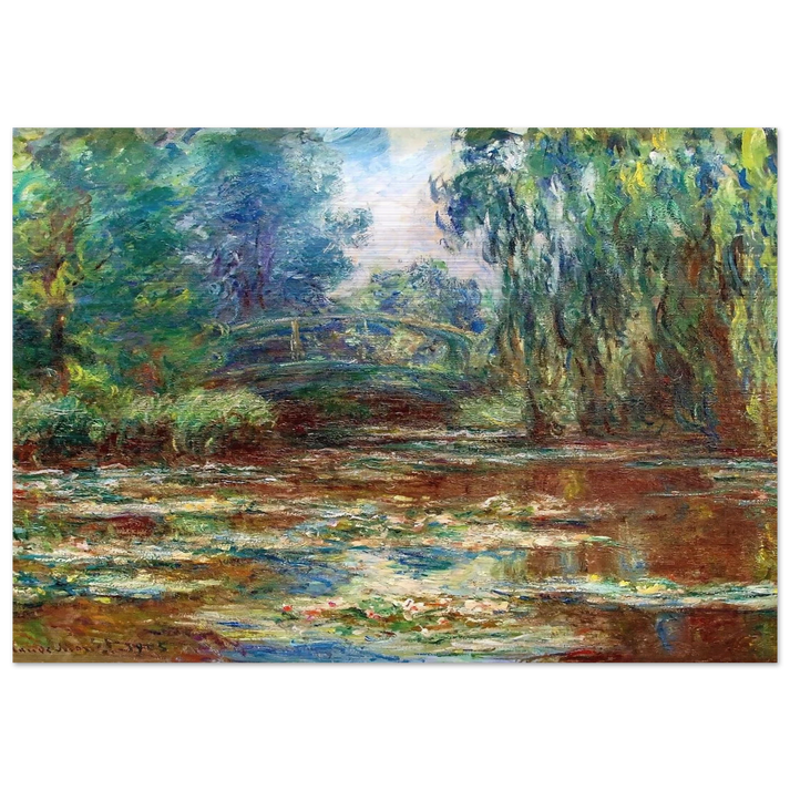 Water Lily Pond and Bridge - claude monet Brushed Aluminum Print - 70x100 cm / 28x40 inches | claude monet Aluminum Print | claude monet Prints