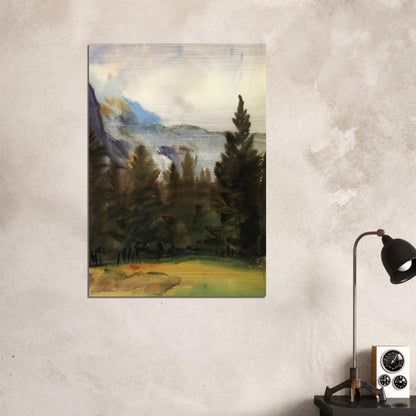 Purtud Fir Trees and Snow Mountains - John Singer Sargent Brushed Aluminum Print - 70x100 cm / 28x40 inches | John Singer Sargent Aluminum Print | John Singer Sargent Prints