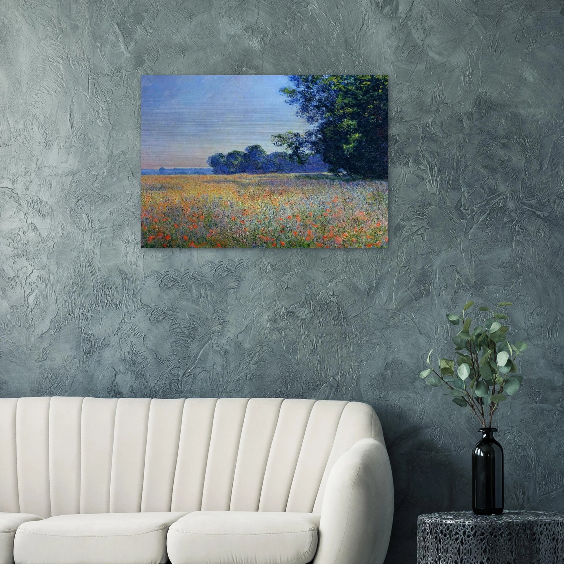 Oat and Poppy Field, Giverny - claude monet Brushed Aluminum Print - 70x100 cm / 28x40 inches | claude monet Aluminum Print | claude monet Prints