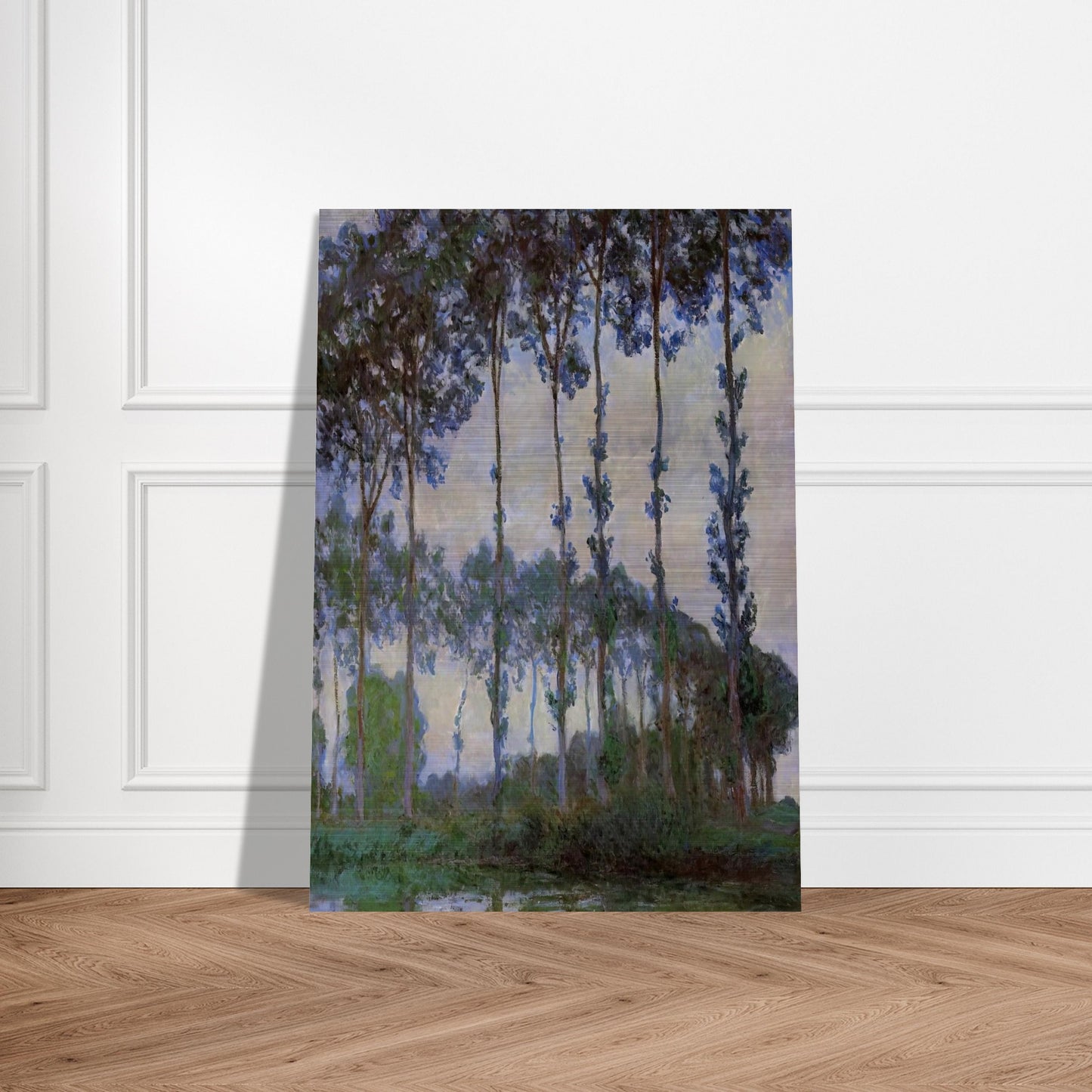 Poplars on the Banks of the River Epte, Overcast Weather - claude monet Brushed Aluminum Print - 70x100 cm / 28x40 inches | claude monet Aluminum Print | claude monet Prints