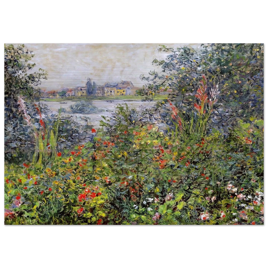 Flowers at Vetheuil - claude monet Brushed Aluminum Print - 70x100 cm / 28x40 inches | claude monet Aluminum Print | claude monet Prints
