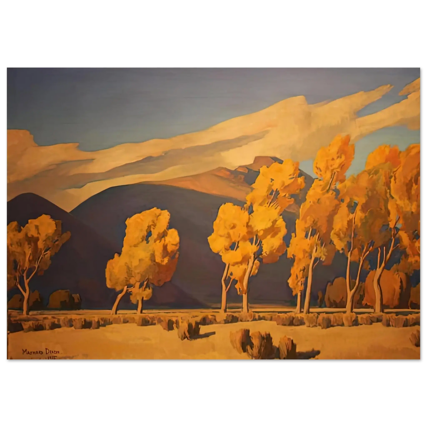 Maynard Dixon - NOVEMBER IN NEVADA 1935 Wall art - 45x60 cm / 18x24 Inches - Premium Wooden Framed Poster With Fine Art Paper - Wood frame