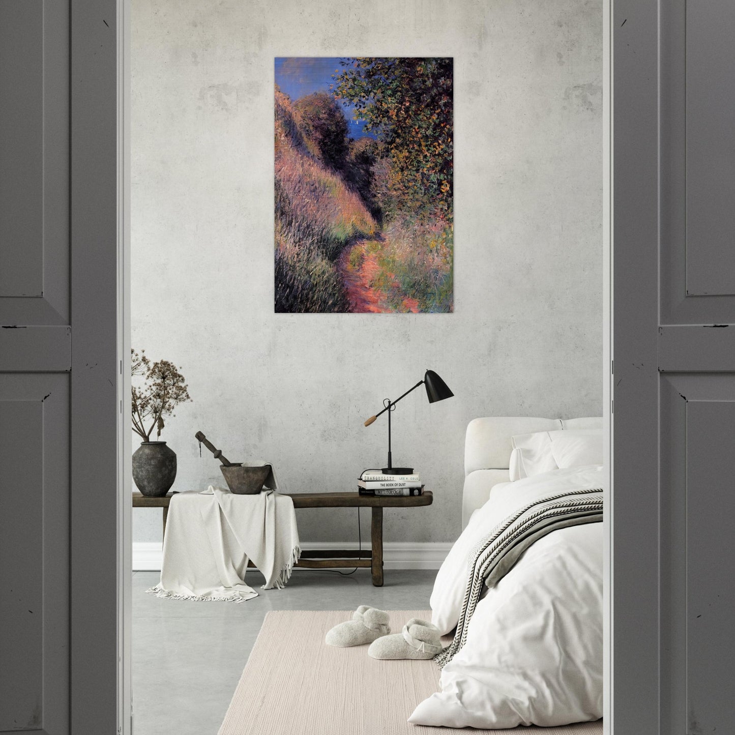 Path at Pourville - claude monet Brushed Aluminum Print - 70x100 cm / 28x40 inches | claude monet Aluminum Print | claude monet Prints