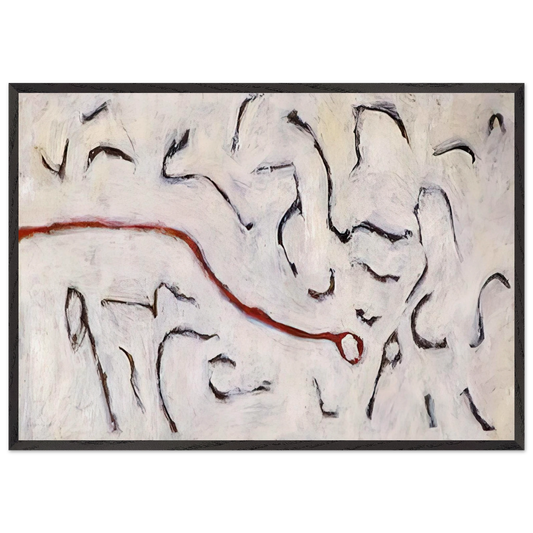 Red Line - 1952 - Gene Davis 70x100 cm / 28x40 inches Framed Art Print – Black Wooden Frame