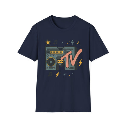 Camiseta gráfica retro de MTV con estampado de guepardo, estilo rock, unisex, estilo banda de los años 80 y 90
