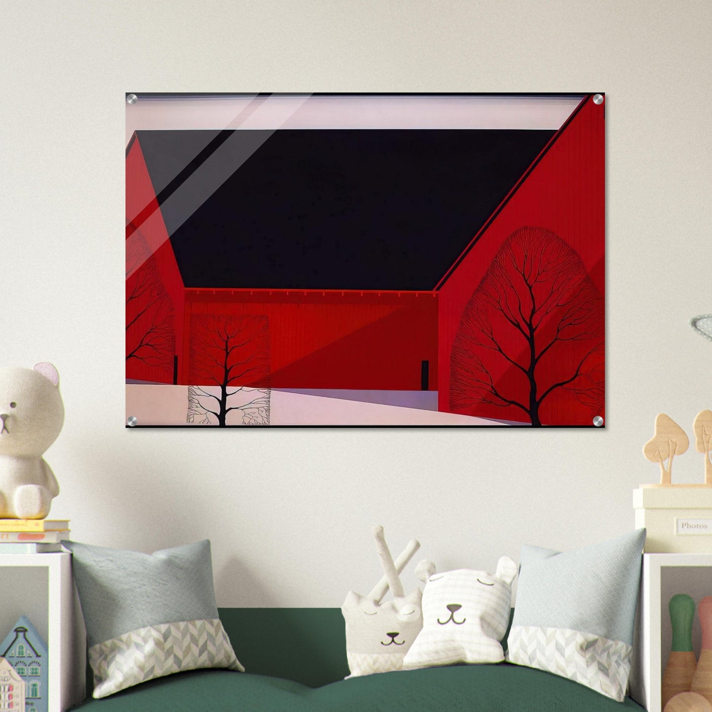 Western Barns - Eyvind Earle Acrylic Print - 70x100 cm / 28x40″ inches | Eyvind Earle Wall Art | Eyvind Earle Prints