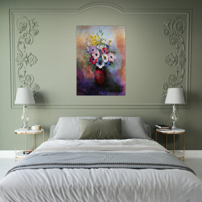 ANEMONES - Odilon Redon Brushed Aluminum Print - 70x100 cm / 28x40 inches | Odilon Redon Aluminum Print | Odilon Redon Prints