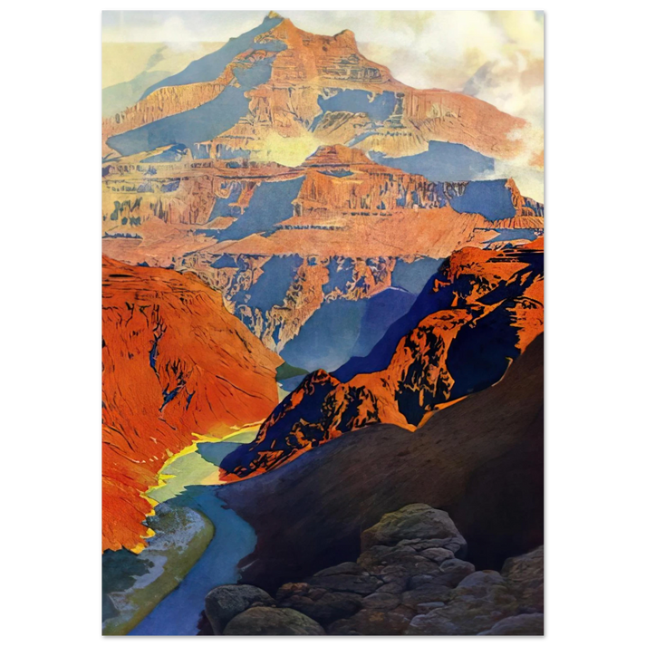 Maxfield Parrish - Grand Canyon Wall Art - 30x40 cm / 12x16 inches - Premium Wooden Framed Poster With Fine Art Paper-canvas - Black frame