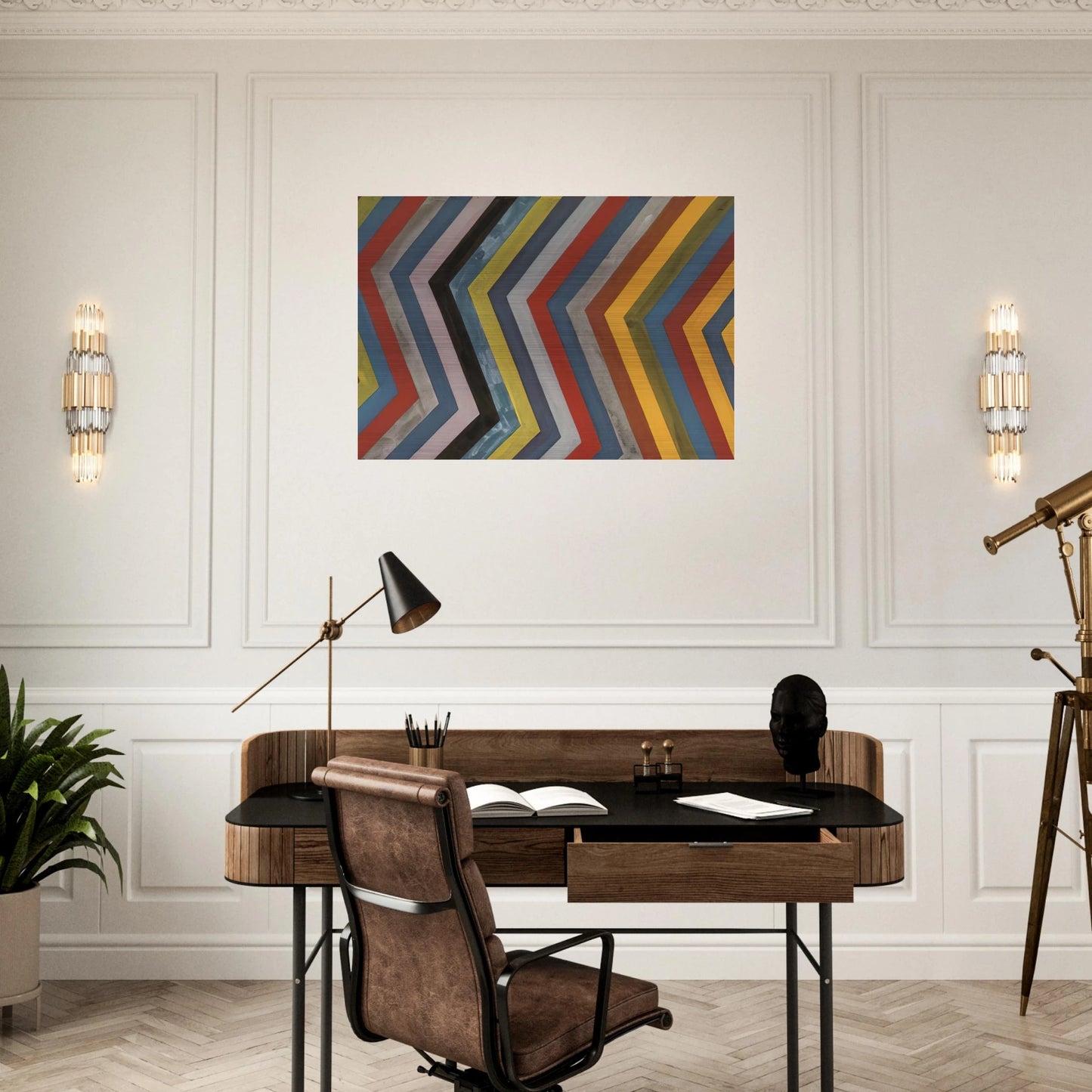 Irregular Bands with Colors Superimposed - Sol LeWitt Brushed Aluminum Print - 70x100 cm / 28x40 inches | Sol LeWitt Aluminum Print | Sol LeWitt Prints