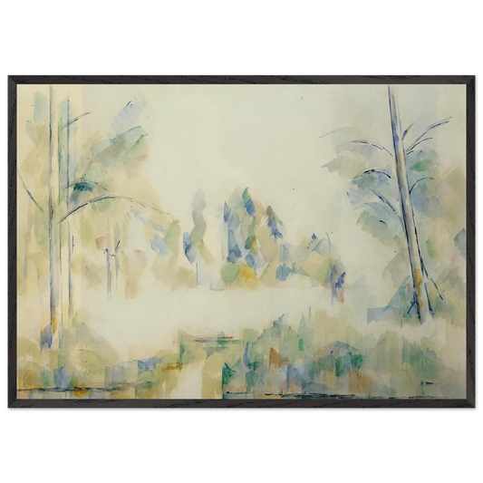 Trees by the Water N1 - Paul Cezanne 70x100 cm / 28x40 inches Framed Art Print – Black Wooden Frame
