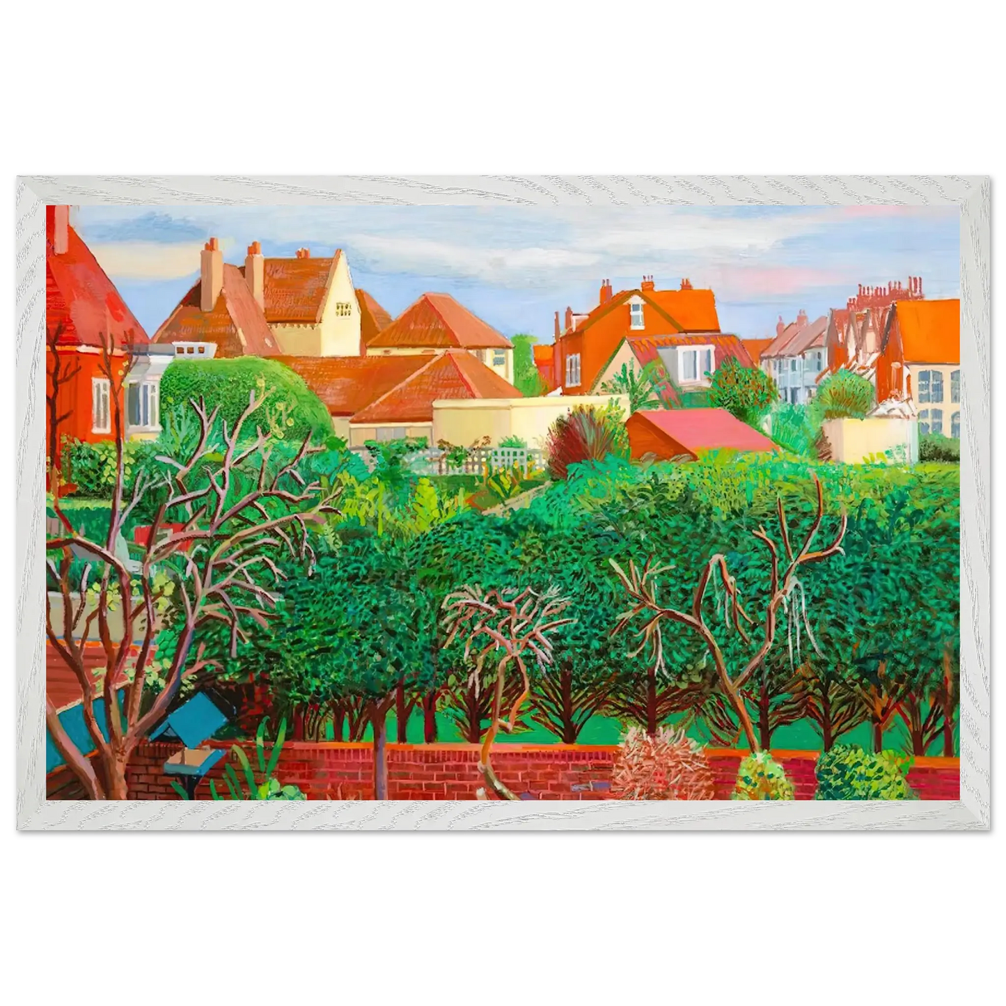 David Hockney - David Hockney Wall art - 20x25 cm / 8x10 Inches - Premium Wooden Framed Poster With Fine Art Paper - White frame