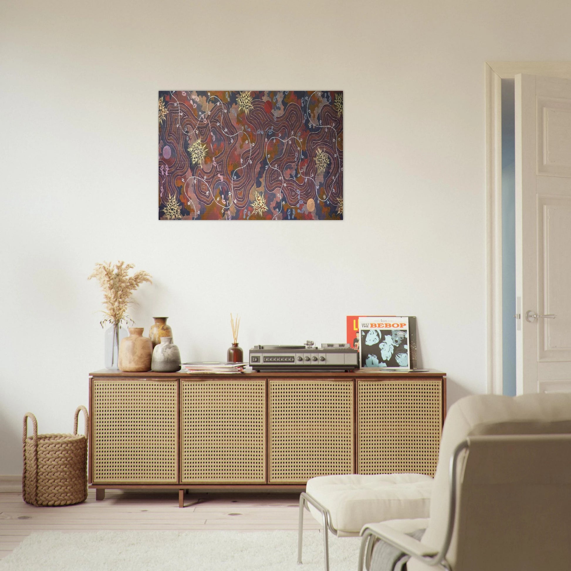 Possum Dreaming - 1994 - Clifford Possum Tjapaltjarri Brushed Aluminum Print - 70x100 cm / 28x40 inches | Clifford Possum Tjapaltjarri Aluminum Print | Clifford Possum Tjapaltjarri Prints