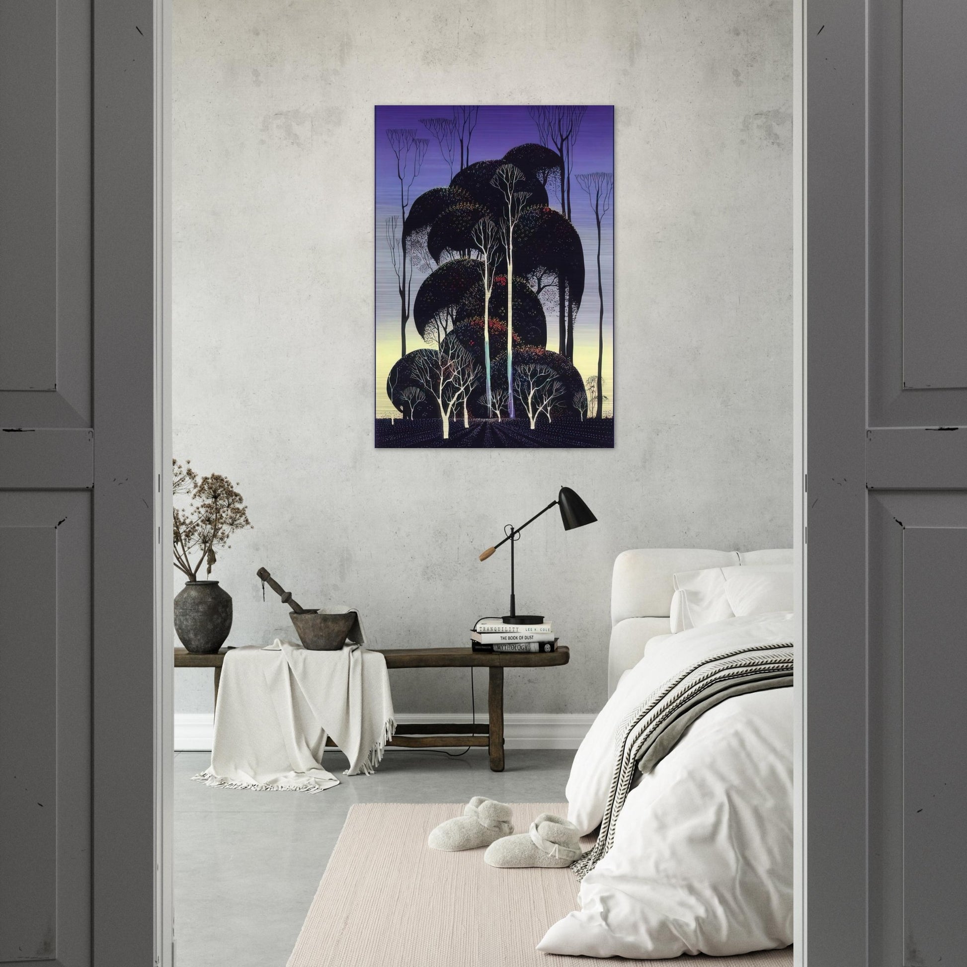 Forest Arabesque - Eyvind Earle Brushed Aluminum Print - 70x100 cm / 28x40 inches | Eyvind Earle Aluminum Print | Eyvind Earle Prints