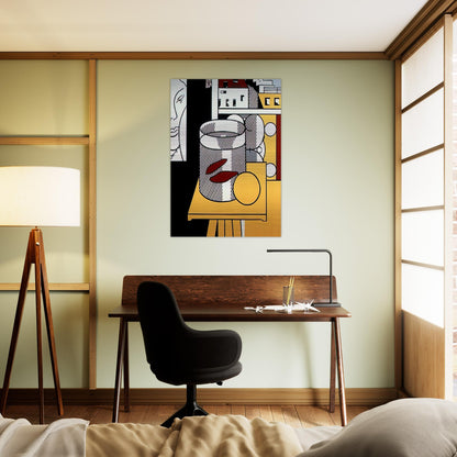 STILL LIFE WITH GOLDFISH 1974 - Roy Lichtenstein Brushed Aluminum Print - 70x100 cm / 28x40 inches | Roy Lichtenstein Aluminum Print | Roy Lichtenstein Prints
