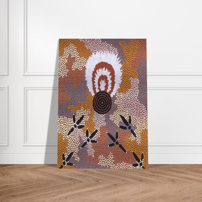 Eagle Dreaming at Mt. Allan - 1989 - Clifford Possum Tjapaltjarri Brushed Aluminum Print - 70x100 cm / 28x40 inches | Clifford Possum Tjapaltjarri Aluminum Print | Clifford Possum Tjapaltjarri Prints