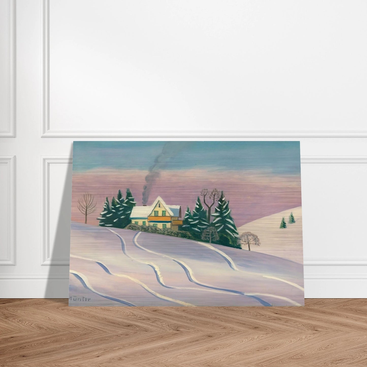 WINTERLANDSCAPE IN BAVARIA 1950 - Gabriele Munter Brushed Aluminum Print - 70x100 cm / 28x40 inches | Gabriele Munter Aluminum Print | Gabriele Munter Prints