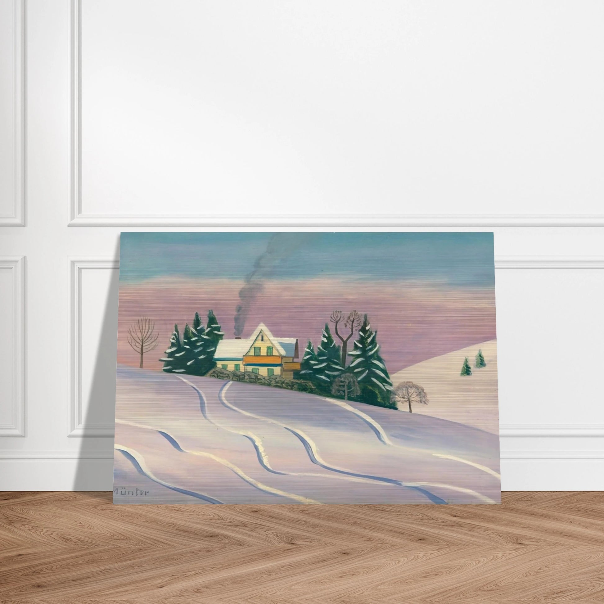 WINTERLANDSCAPE IN BAVARIA 1950 - Gabriele Munter Brushed Aluminum Print - 70x100 cm / 28x40 inches | Gabriele Munter Aluminum Print | Gabriele Munter Prints