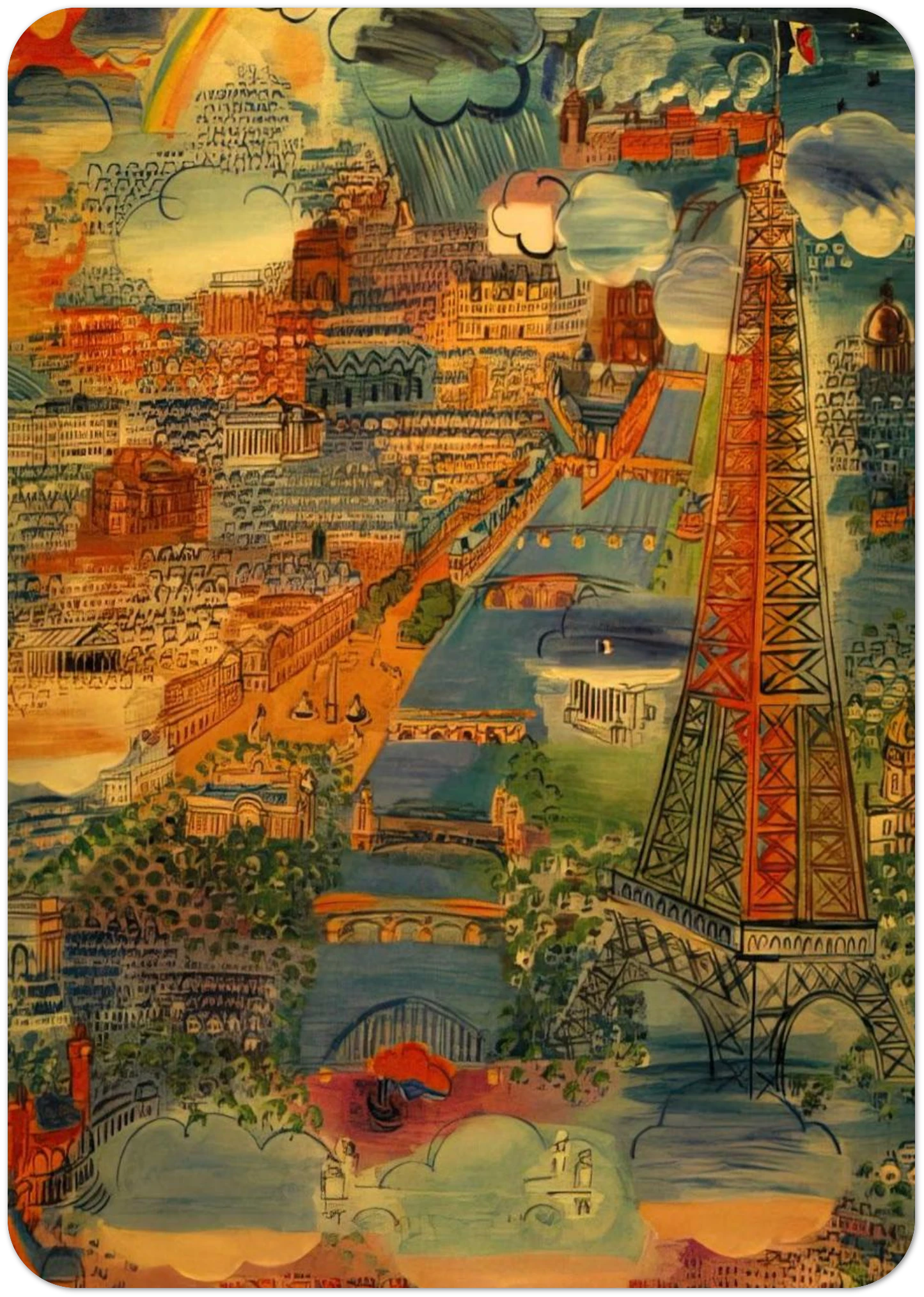 PARIS 1934 By Raoul Dufy Pack of 10 Post Cards | Raoul Dufy Post Cards | A6 (10.5 x 14.8 cm) - 4.1 x 5.8 inches