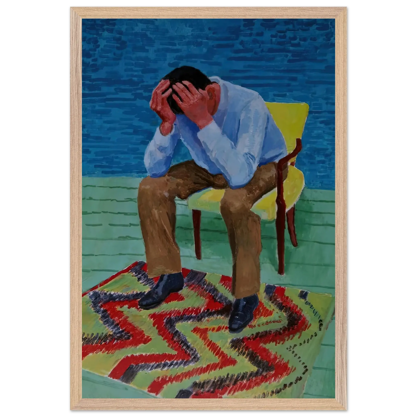 David Hockney - David Hockney Wall art - 28x43  cm / XL (11x17 Inches) - Premium Wooden Framed Poster With Fine Art Paper - White frame