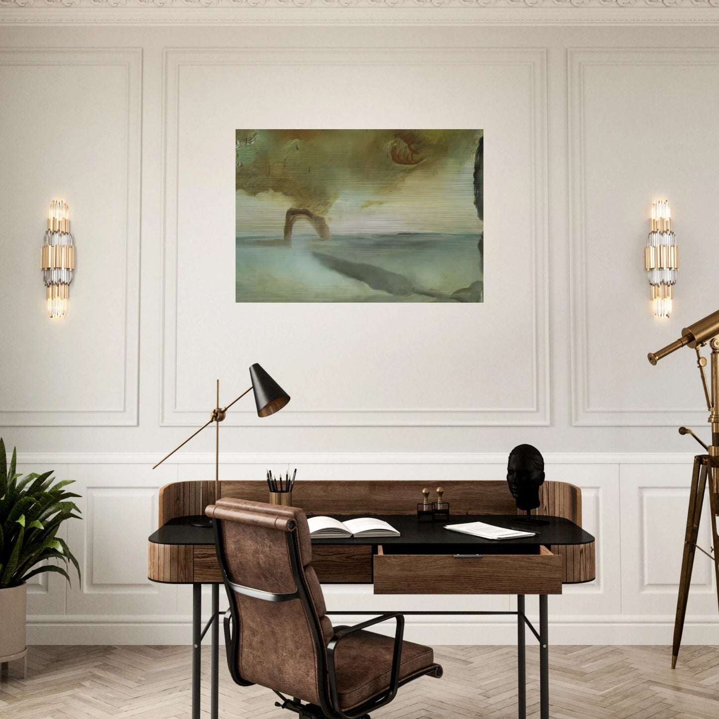 LANDSCAPE WITH ROCK IN THE SHAPE OF A TRIUMPHAL ARCH - Salvador Dali Brushed Aluminum Print - 70x100 cm / 28x40 inches | Salvador Dali Aluminum Print | Salvador Dali Prints