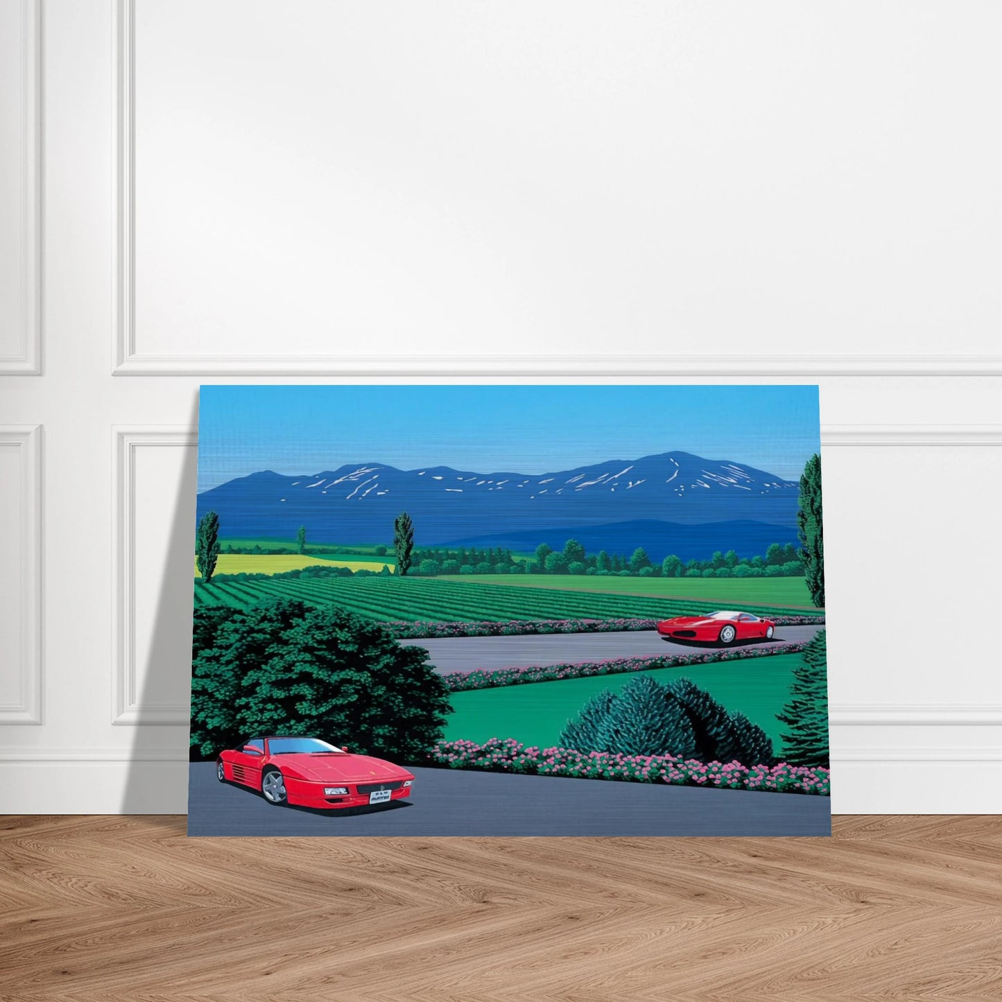 Ferraris traversing the lands - Hiroshi Nagai Brushed Aluminum Print - 70x100 cm / 28x40 inches | Hiroshi Nagai Aluminum Print | Hiroshi Nagai Prints