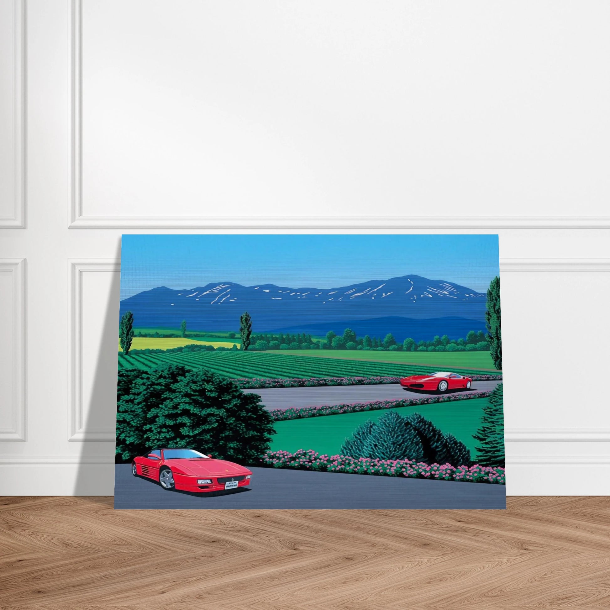 Ferraris traversing the lands - Hiroshi Nagai Brushed Aluminum Print - 70x100 cm / 28x40 inches | Hiroshi Nagai Aluminum Print | Hiroshi Nagai Prints