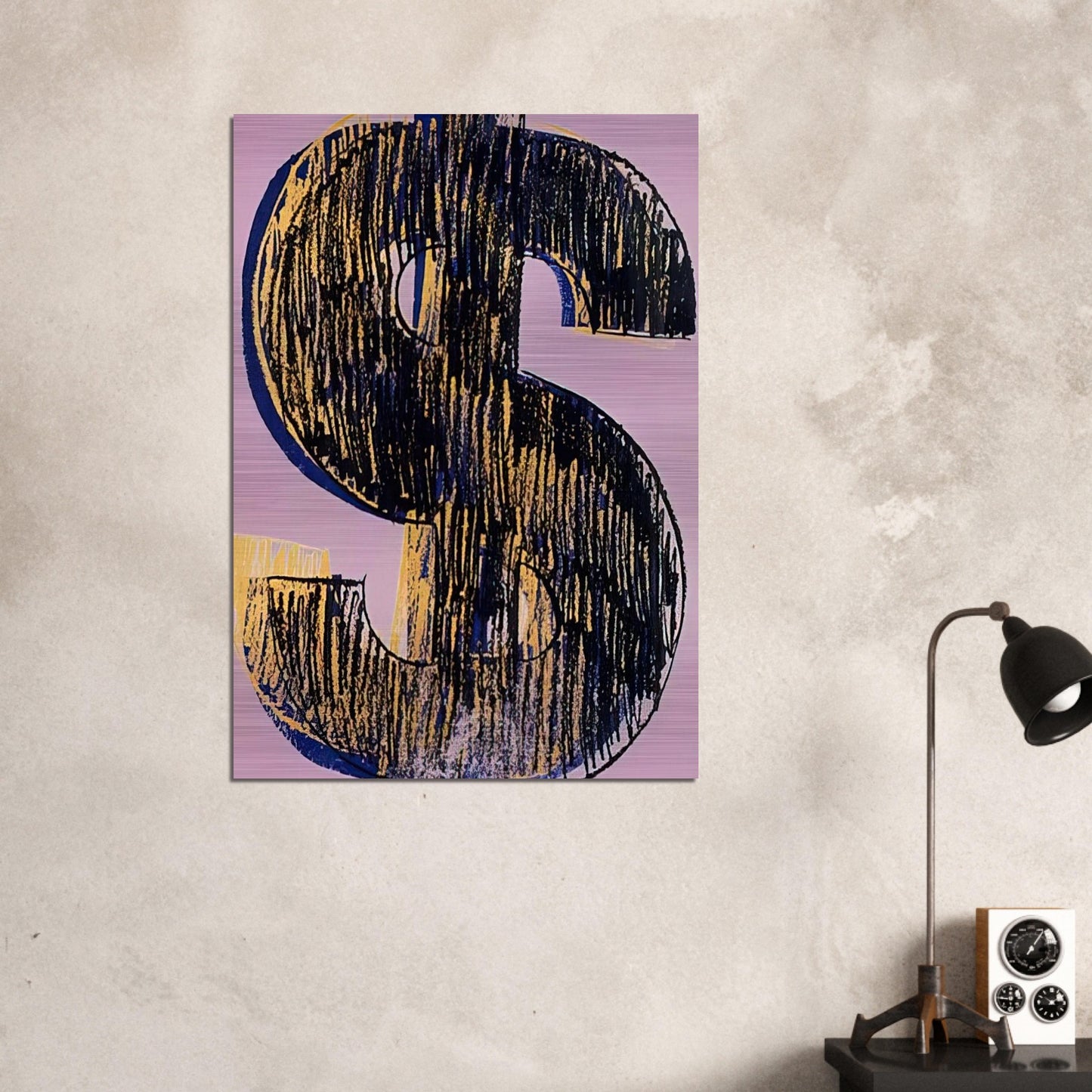 Dollar Sign - Andy Warhol Brushed Aluminum Print - 70x100 cm / 28x40 inches | Andy Warhol Aluminum Print | Andy Warhol Prints