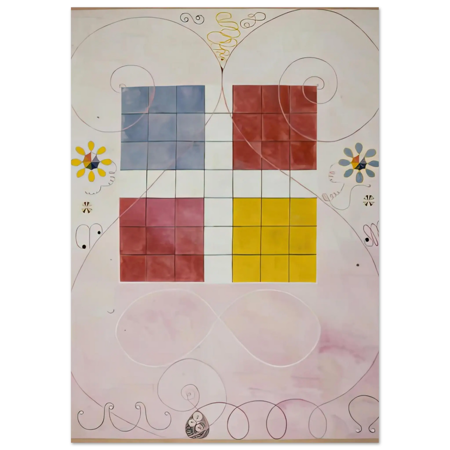 Hilma af Klint - DE TIO ST RSTA N 10 ALDERDOMEN 1907 Wall art - 27x35 cm / 11x14 Inches - Premium Wooden Framed Poster With Fine Art Paper - White frame