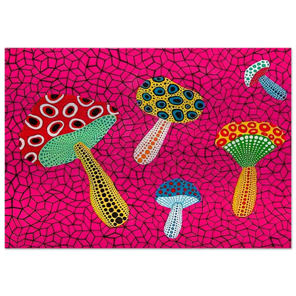 MUSHROOMS 1995 - Yayoi Kusama Brushed Aluminum Print - 70x100 cm / 28x40 inches | Yayoi Kusama Aluminum Print | Yayoi Kusama Prints