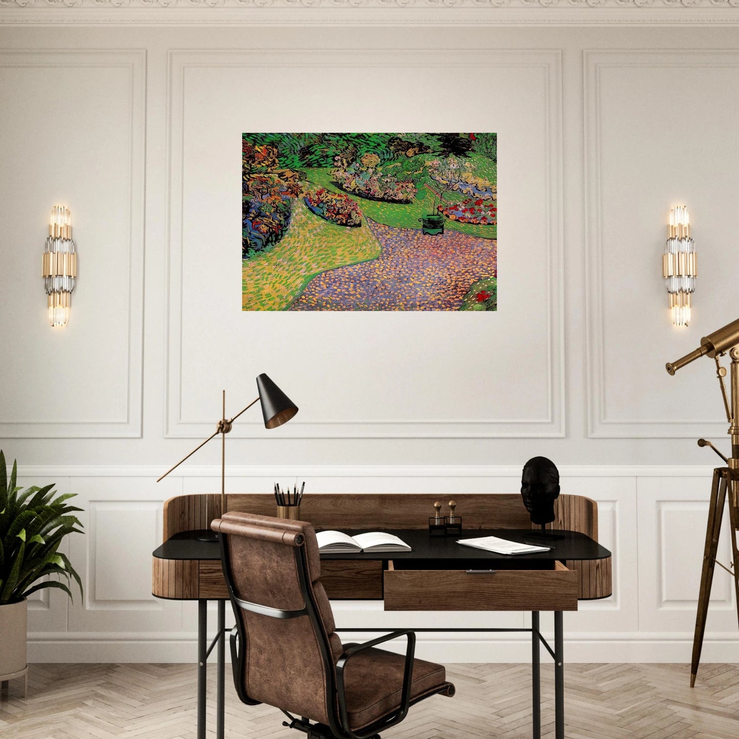 Garden in Auvers - Vincent van Gogh Brushed Aluminum Print - 70x100 cm / 28x40 inches | Vincent van Gogh Aluminum Print | Vincent van Gogh Prints