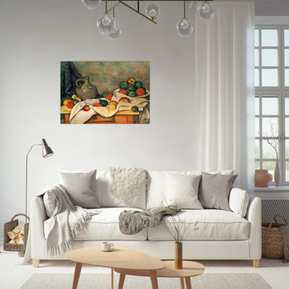 Curtain, Jug and Fruit - Paul Cézanne Brushed Aluminum Print - 70x100 cm / 28x40 inches | Paul Cézanne Aluminum Print | Paul Cézanne Prints