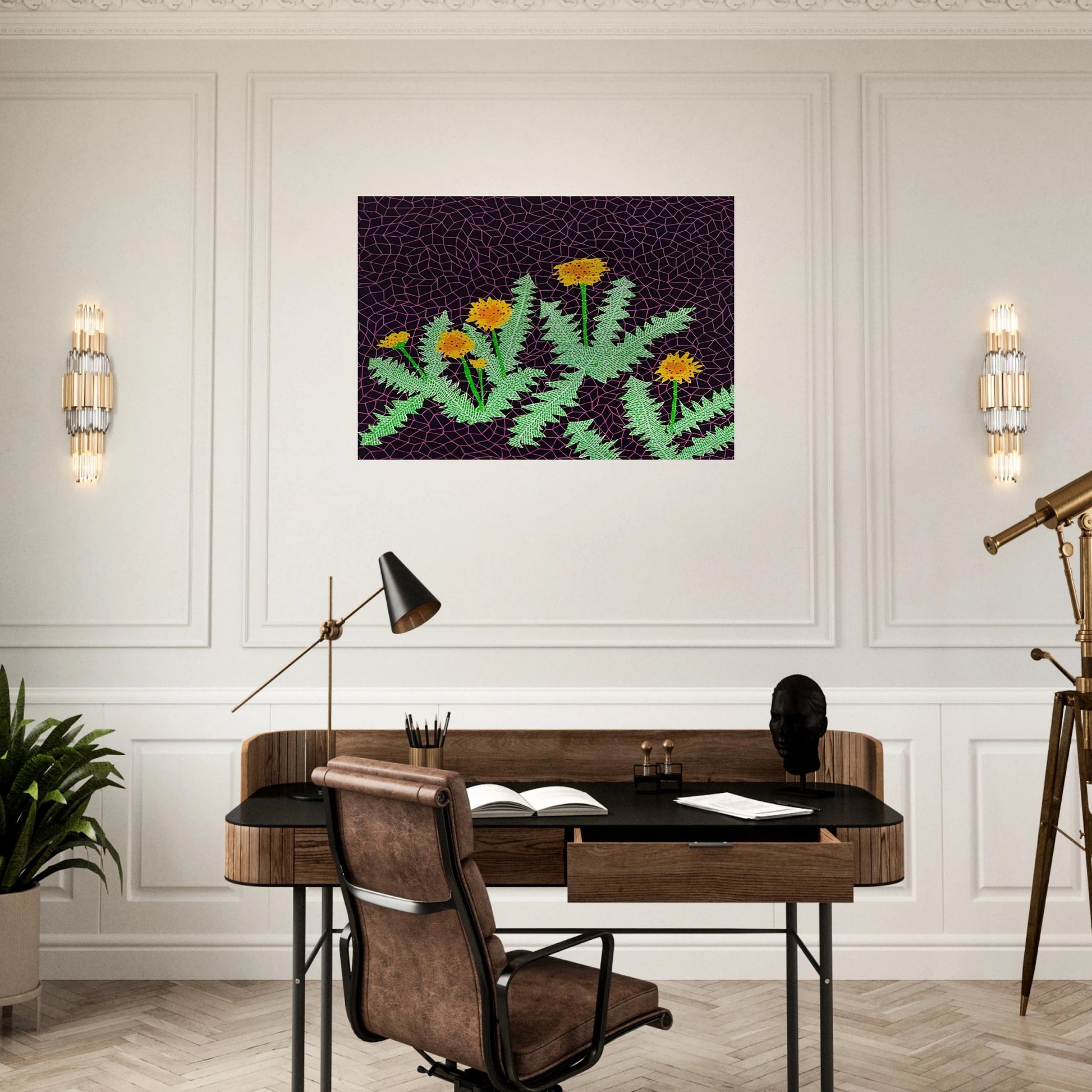DANDELIONS 1985 - Yayoi Kusama Brushed Aluminum Print - 70x100 cm / 28x40 inches | Yayoi Kusama Aluminum Print | Yayoi Kusama Prints