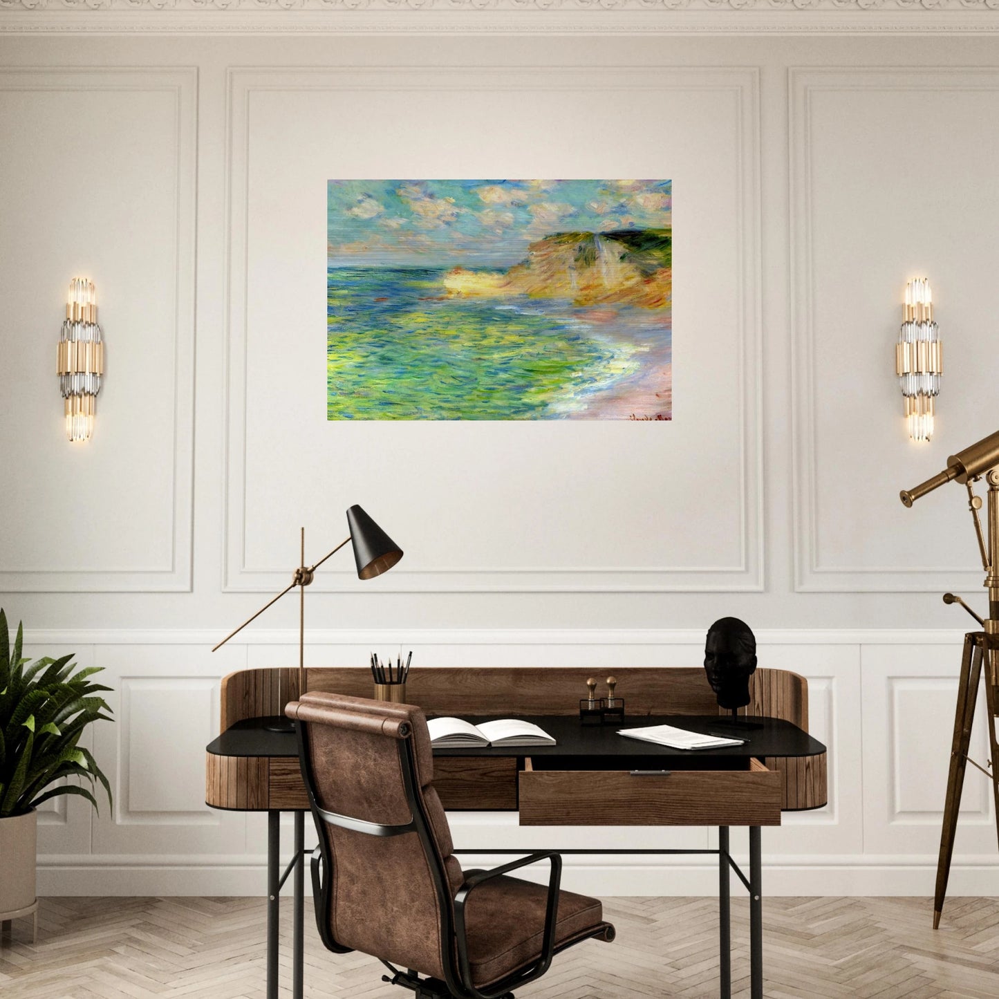 Cliffs at Amont - claude monet Brushed Aluminum Print - 70x100 cm / 28x40 inches | claude monet Aluminum Print | claude monet Prints