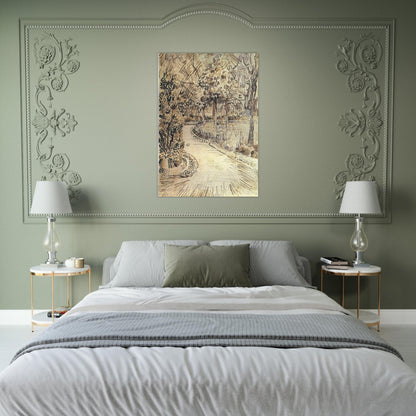 Public Garden with a Corner of the Yellow House - Vincent van Gogh Brushed Aluminum Print - 70x100 cm / 28x40 inches | Vincent van Gogh Aluminum Print | Vincent van Gogh Prints