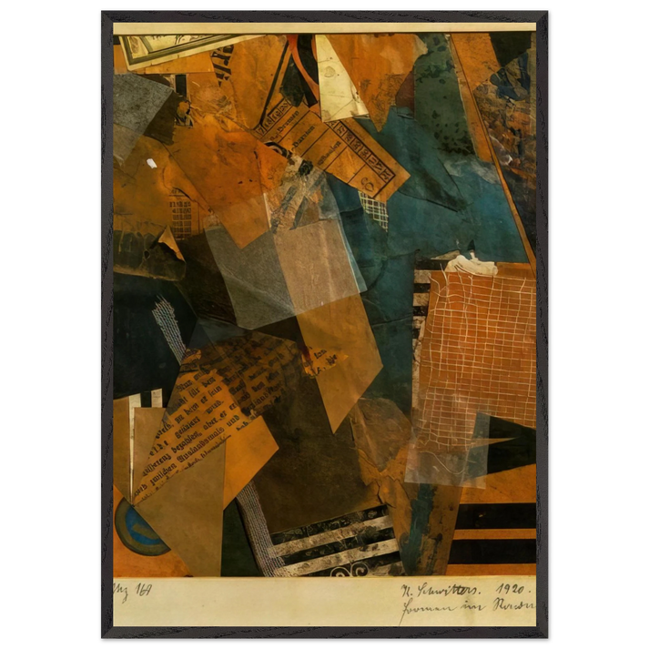 FORMS IN SPACE 1920 - Kurt Schwitters 70x100 cm / 28x40 inches Framed Art Print – Black Wooden Frame