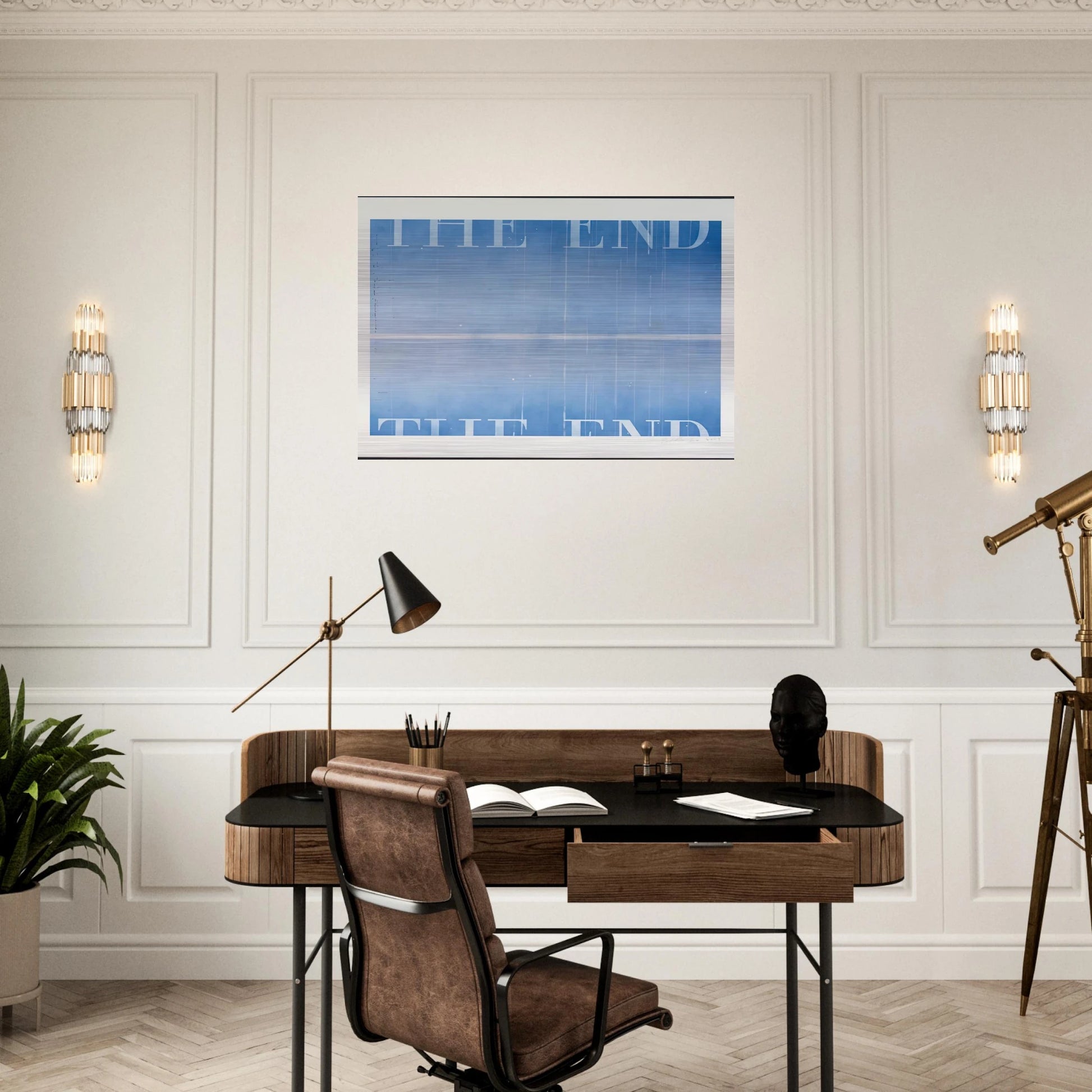 THE END 40 2003 - Edward Ruscha Brushed Aluminum Print - 70x100 cm / 28x40 inches | Edward Ruscha Aluminum Print | Edward Ruscha Prints