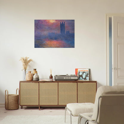Houses of Parliament, London, Sun Breaking Through - claude monet Brushed Aluminum Print - 70x100 cm / 28x40 inches | claude monet Aluminum Print | claude monet Prints