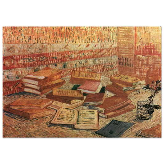 Still Life - French Novels and Rose - Vincent van Gogh Brushed Aluminum Print - 70x100 cm / 28x40 inches | Vincent van Gogh Aluminum Print | Vincent van Gogh Prints