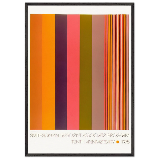 Smithsonian Resident Associate Program Tenth Anniversary Poster - 1975 - Gene Davis 70x100 cm / 28x40 inches Framed Art Print – Black Wooden Frame