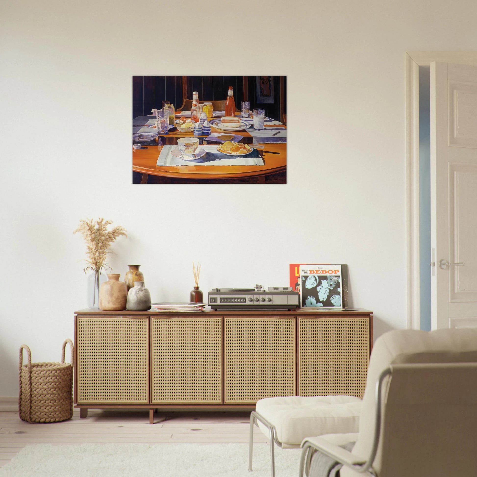 Supper Table - 1969 - Mary Pratt Brushed Aluminum Print - 70x100 cm / 28x40 inches | Mary Pratt Aluminum Print | Mary Pratt Prints