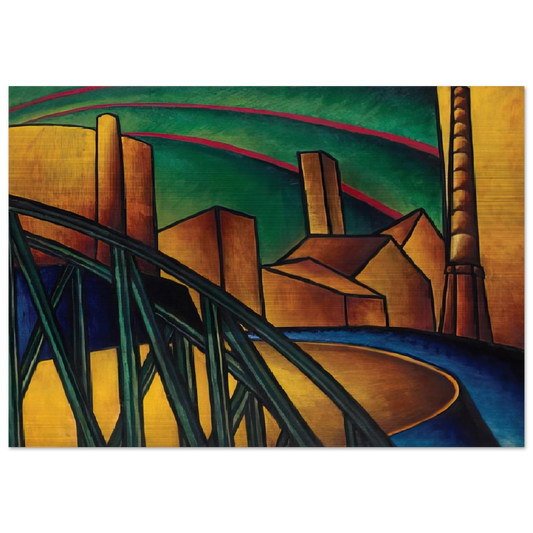 Landscape with Bridge at Óbuda Hajógyár - Laszlo Moholy-Nagy Brushed Aluminum Print - 70x100 cm / 28x40 inches | Laszlo Moholy-Nagy Aluminum Print | Laszlo Moholy-Nagy Prints