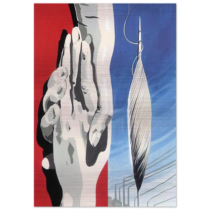 PROJECT OF POSTER THE CENTER OF TEXTILE WORKERS IN BELGIUM 1938 1 - Rene Magritte Brushed Aluminum Print - 70x100 cm / 28x40 inches | Rene Magritte Aluminum Print | Rene Magritte Prints