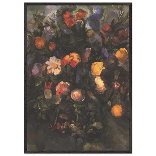 VASE OF FLOWERS N4 - Paul Cezanne 70x100 cm / 28x40 inches Framed Art Print – Black Wooden Frame