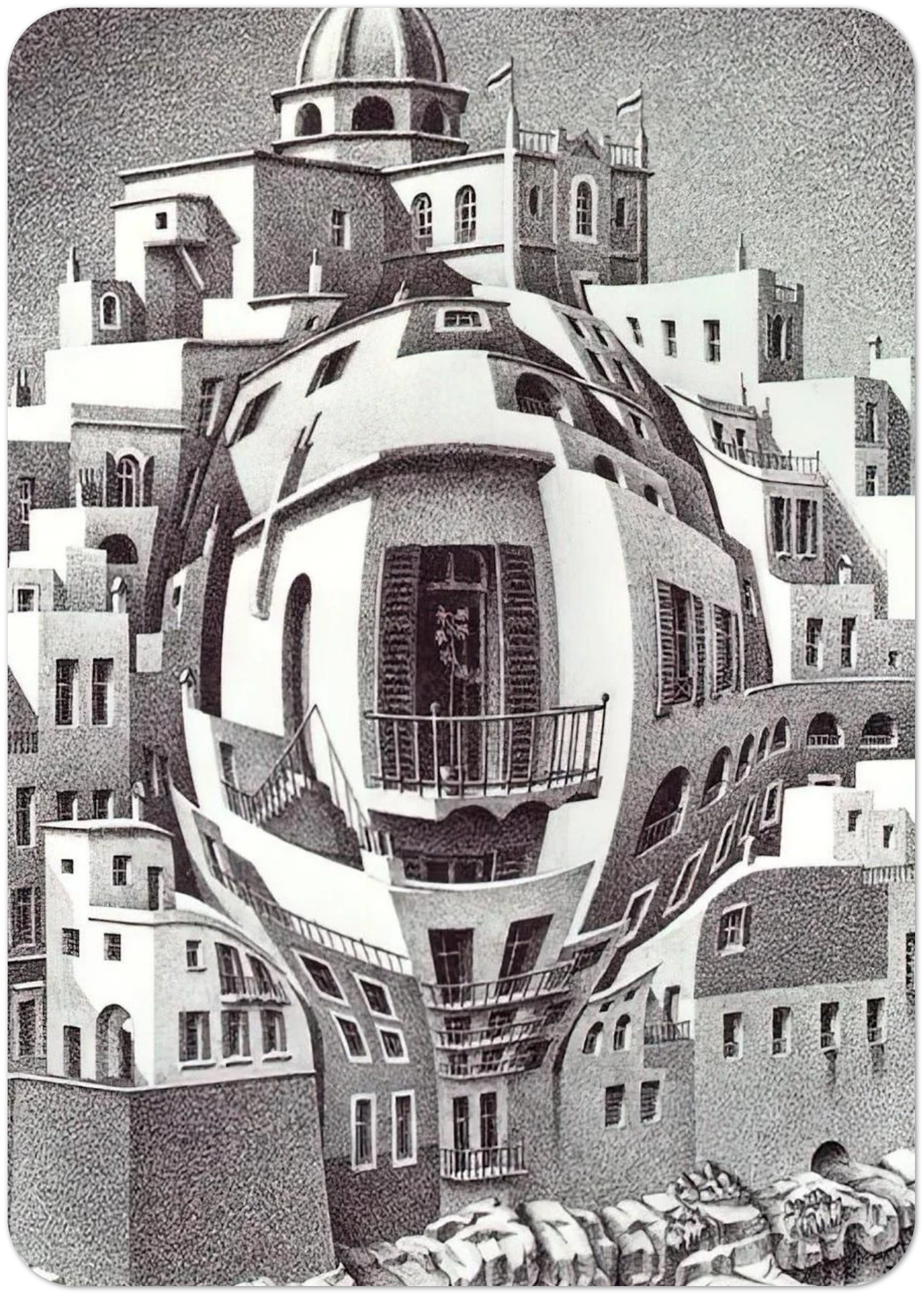 BALCONY By MC Escher Pack of 10 Post Cards | MC Escher Post Cards | A6 (10.5 x 14.8 cm) - 4.1 x 5.8 inches
